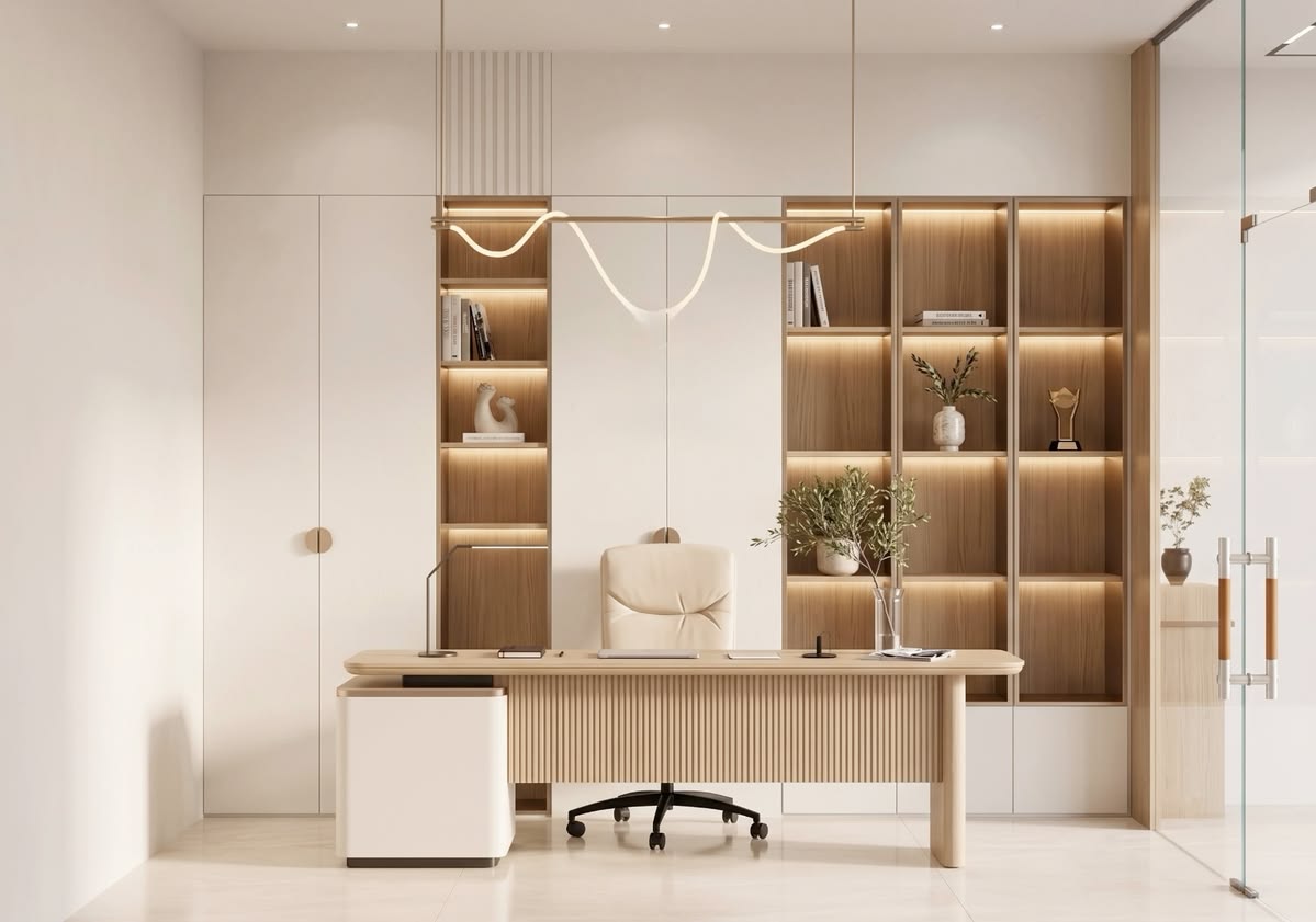 Managing Director Suite with Executive Desk with Leather Blotter & Cable Hub #11